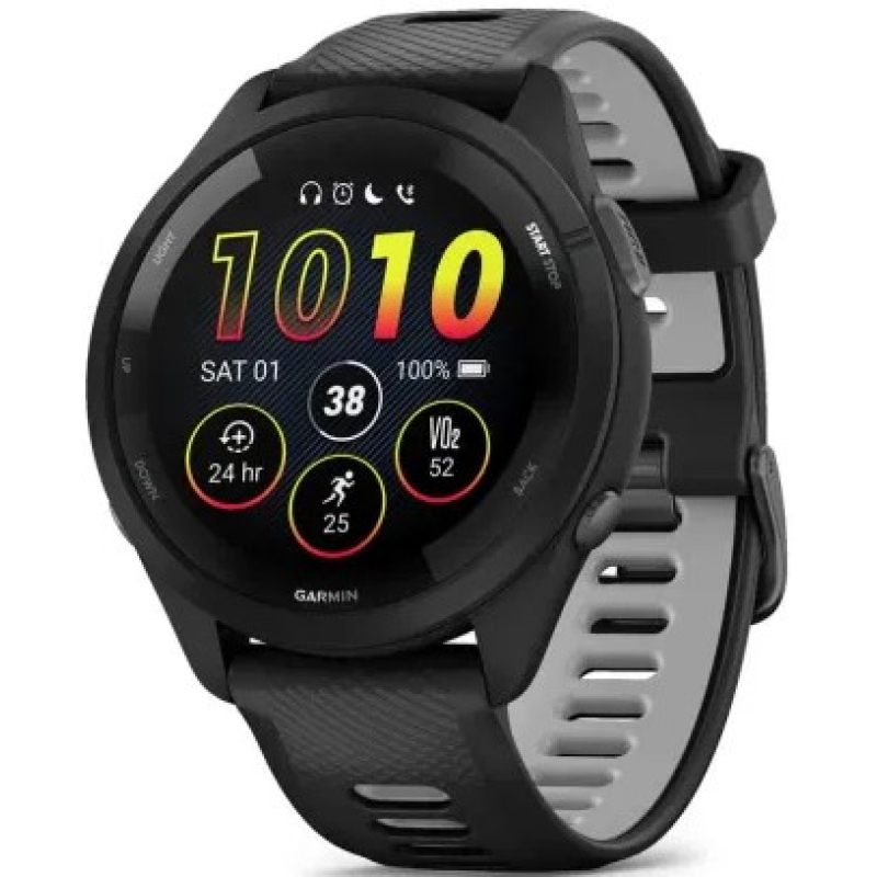 Garmin Forerunner 265 Black Bezel and Case with Black Powder Gray Silicone Band 46mm UAE Dubai Abu Dhabi Mobilochka.ae